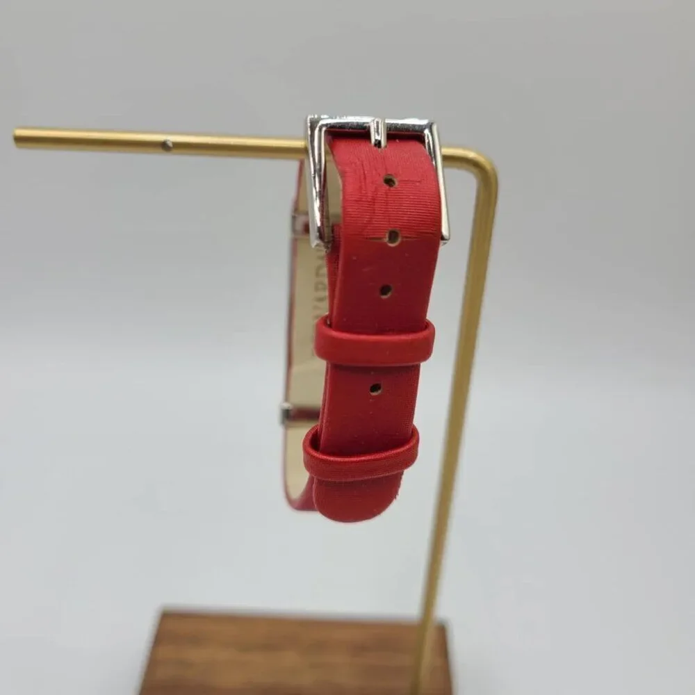 Bernaraud Limoges Porcelain Red Floral Red Leather Bracelet NWOT!